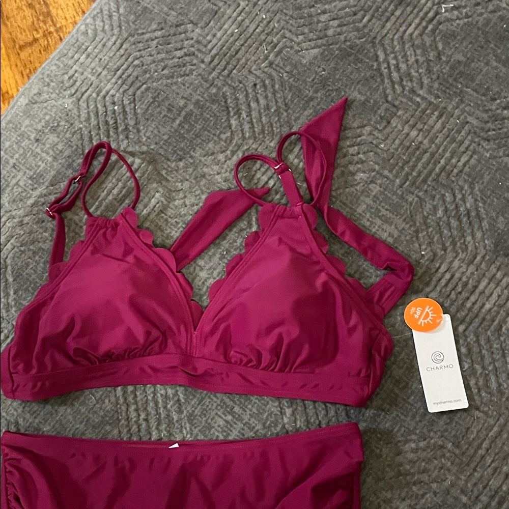 Charmo Women's Plum Scalloped Bikini - Picture 4 of 7